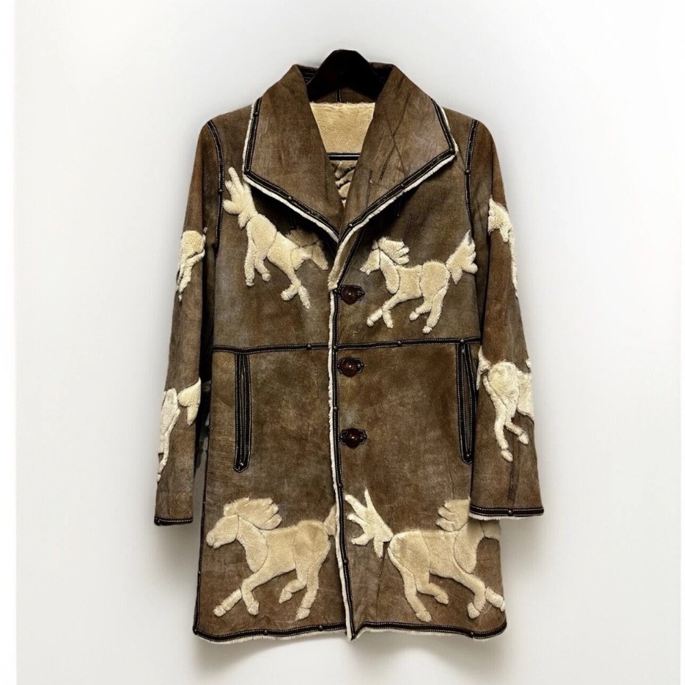 Extremely rare 1980's Zuki reversible coat. Leather and sheared beaver fur.